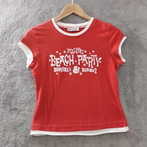 Vintage Self Esteem Girls Red Graphic T-Shirt Size Large Malibu Beach Party - Picture 6 of 6